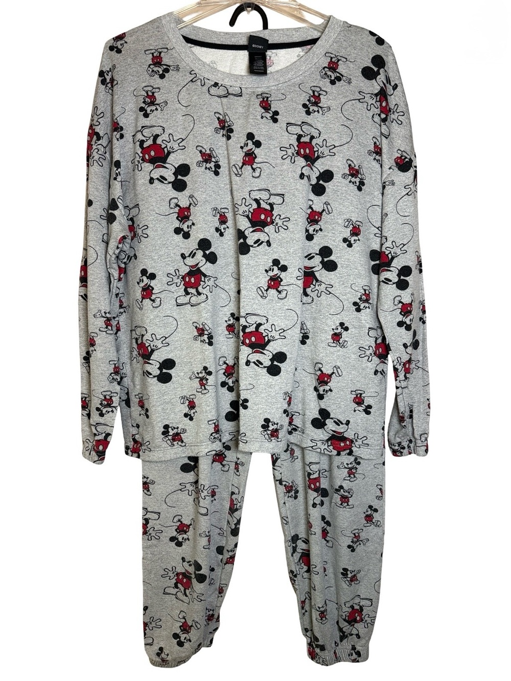 Disney Classic Mickey Mouse Cozy Gray Pajama Set Ladies Medium
